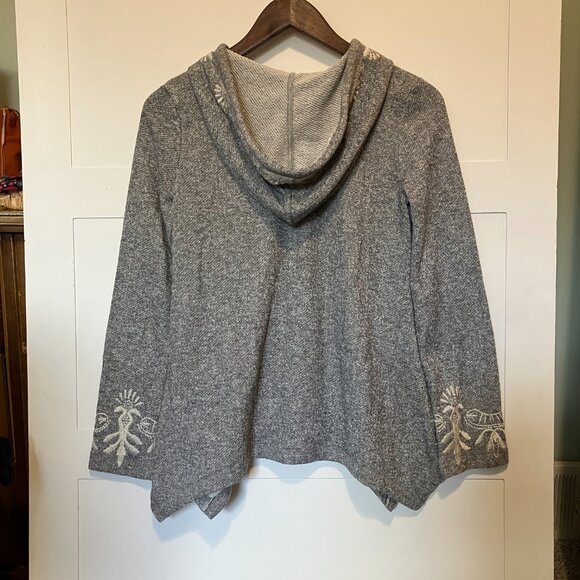 Mystree Womens Small Embroidered Gray Hoodie Whimisigoth Fairycore Boho Full Zip - Picture 4 of 4